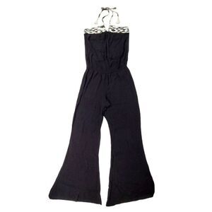 Rip Curl Halter Jumpsuit XL Black Wide Flared Leg Casual Beach Nautical Bohemian